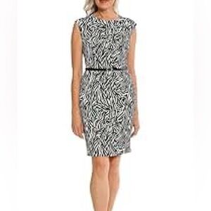 Single Black and White Asymmetrical Sheath Dress